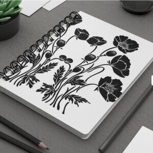 Spiral bound floral journal - black & white